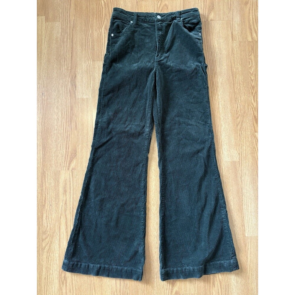 Rollas Dark Green Corduroy High Rise East Coast Flare Pants Size 30